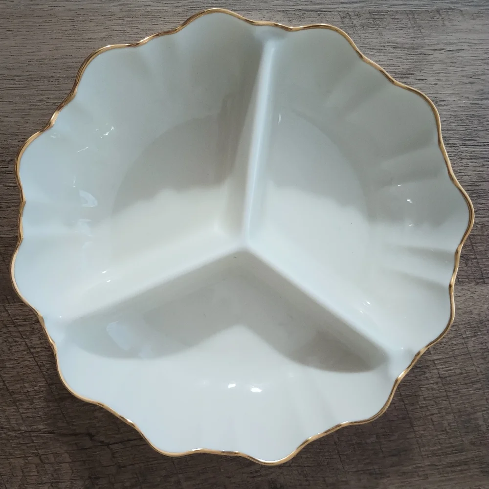 Vintage LENOX Symphony 24K Gold Trim Candy Divided Dish Made in USA